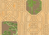 Grano di legno simulato carta da parati geometrica di stile cinese di stampa dell'albero e del bambù