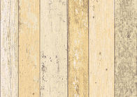 Carta da parati del vinile impressa legno variopinto con il trattamento della superficie della schiuma, tipo della banda verticale